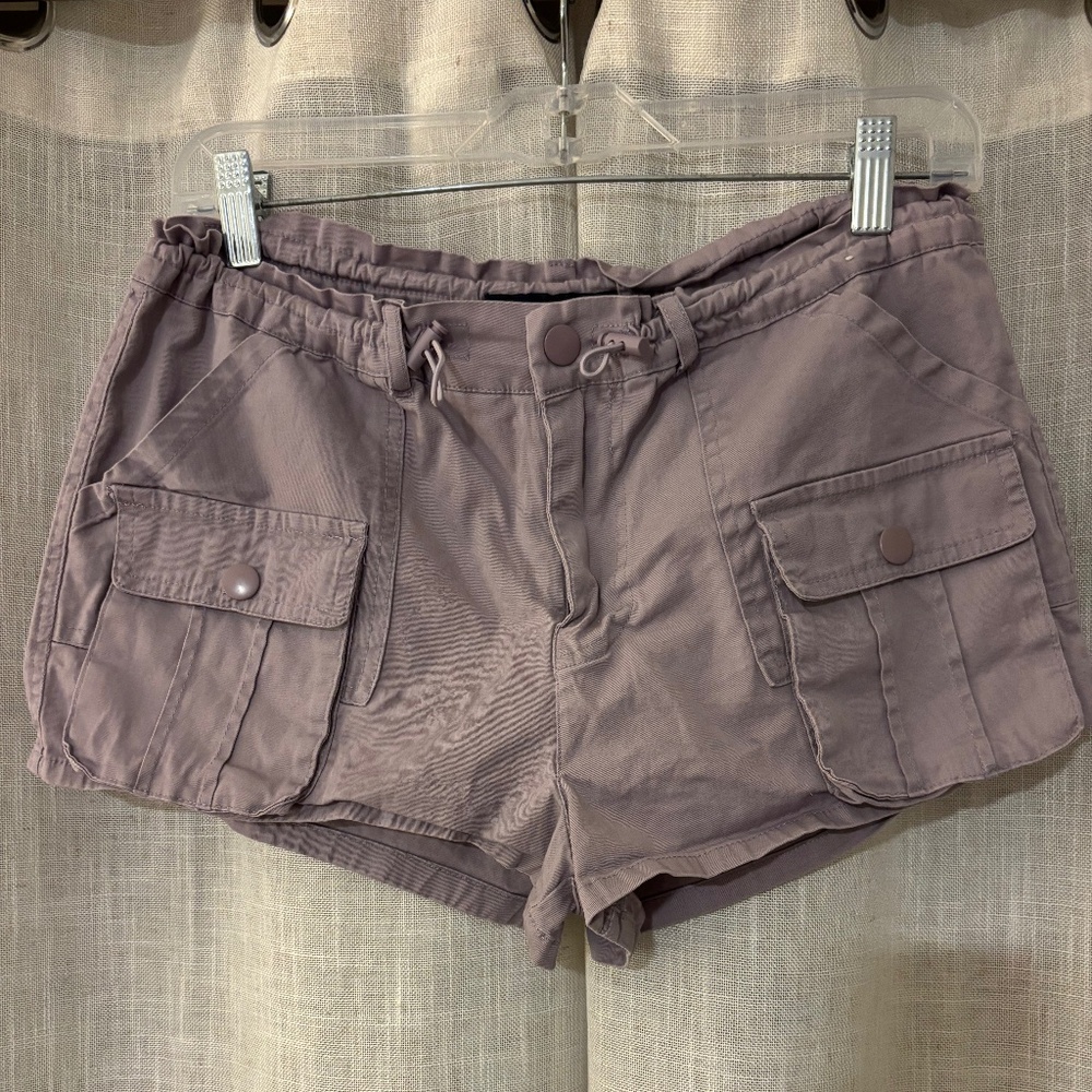 Aéropostale Cargo Shorts Womens Small Purple Cotton Low Rise Adjustable Waist
